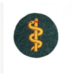 combat medic patch with Rod of Asclepius. Woven with natural threads on feldgrau wool