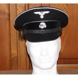 Black Wool Allgemeine Enlisted ManNCO s Schirmmutzen Visor Cap in black wool with white wool piping